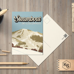 Steamboat Skigebiet Winter Colorado Vintag Postkarte