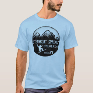 Steamboat Springs Colorado blaues Snowboardt-stück T-Shirt