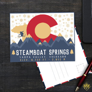 Steamboat Springs Colorado Flag Skifahren Postkarte