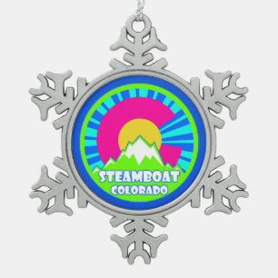 Steamboat Springs Colorado Neon Berge Ornament