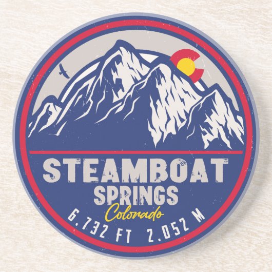 Steamboat Springs Colorado Retro Sunset Souvenirs Getränkeuntersetzer (Vorne)