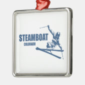 Steamboat Springs Colorado Skier Ornament Aus Metall (Links)