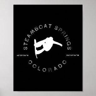Steamboat Springs Colorado Vintag Graphic Snowboa Poster