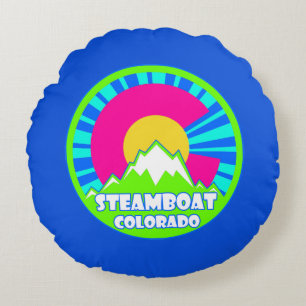 Steamboat Springs Neon Berge rund Kissen