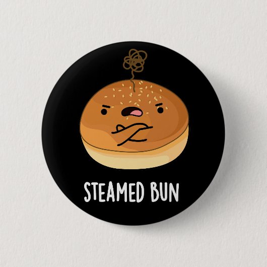 Steamed Bun Funny Food Pub Dark BG Button (Vorderseite)