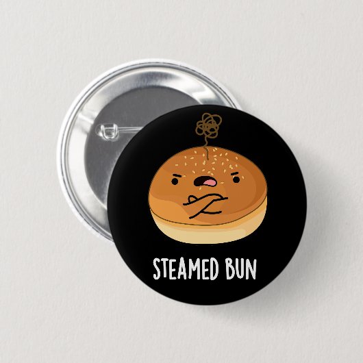 Steamed Bun Funny Food Pub Dark BG Button (Vorne & Hinten)
