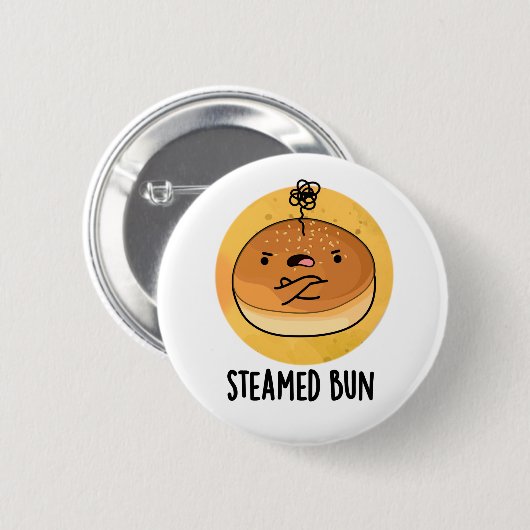 Steamed Bun Funny Food Puff Button (Vorne & Hinten)