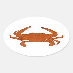 Steamed Crab Logo (Atlantic blue crab) Ovaler Aufkleber