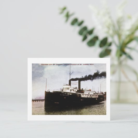 Steamer City of Chicago, Harbour St Joseph Michiga Postkarte (Stehend Vorderseite)