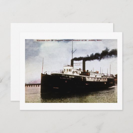 Steamer City of Chicago, Harbour St Joseph Michiga Postkarte (Vorne/Hinten)