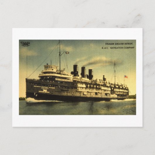 Steamer Greater Detroit, D&C Navigation Company Postkarte (Vorderseite)