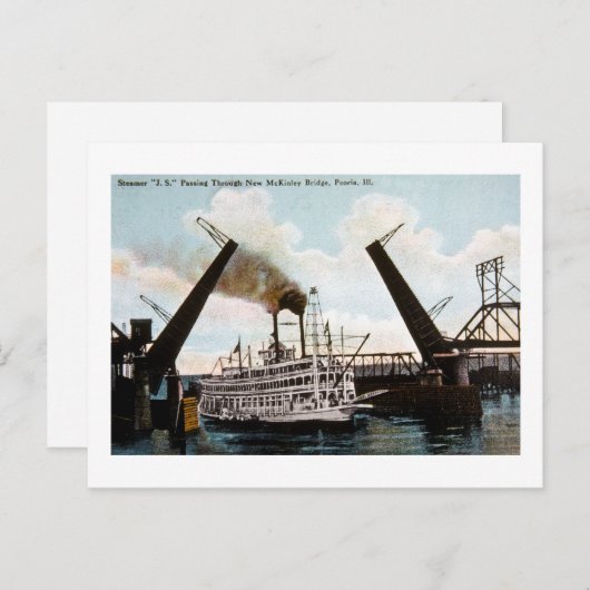 Steamer J.S., Peoria, Illinois Postkarte (Vorne/Hinten)