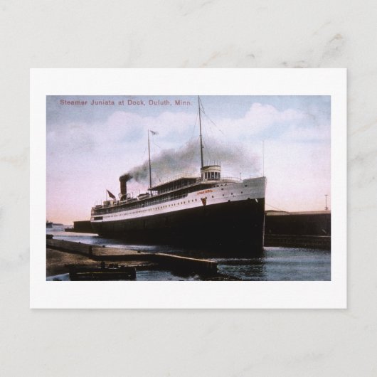 Steamer Juniata bei Dock, Duluth, Minnesota Postkarte (Vorderseite)