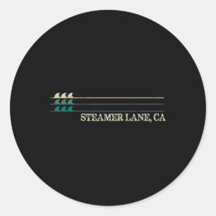 Steamer Lane Kalifornien Break Surfing Retro-Welle Runder Aufkleber