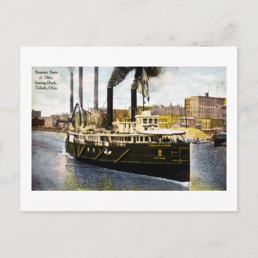 Steamer Staat Ohio Verlassend Dock, Toledo, Ohio Postkarte (Vorderseite)