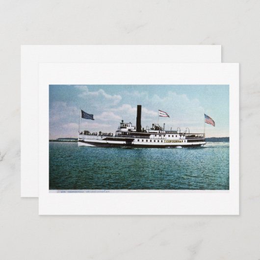 Steamer Ticonabweicha am See Champlain Postkarte (Vorne/Hinten)