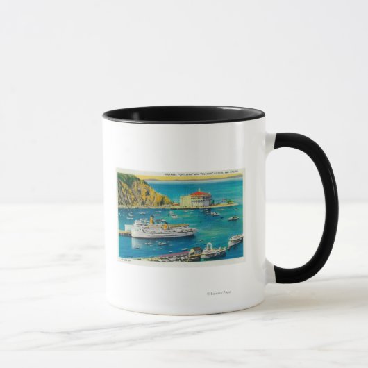 Steamers Catalina und Avalon am Pier und Casino Tasse (Rechts)