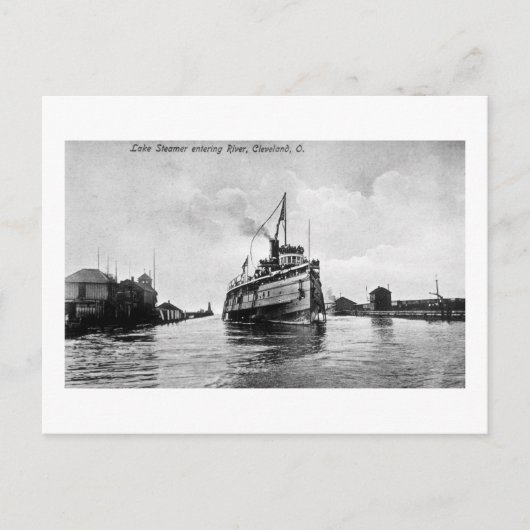 Steamersee in Fluss, Cleveland, Ohio Postkarte (Vorderseite)