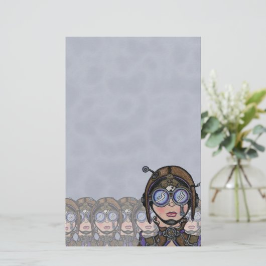 Steamface #1 Steampunk Briefpapier (Stehend Vorderseite)