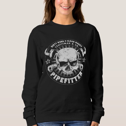 Steamfitter-Schädel und Querschlüssel Sweatshirt (Vorderseite)