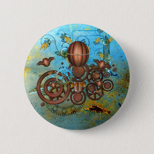 Steamgears Collage Aqua Kupfer-Taste Button (Vorderseite)