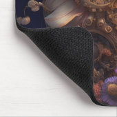 Steamgeere und Lila und weiße Blume Mousepad (Ecke)