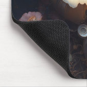 Steamgeere und weiße Blume Mousepad (Ecke)