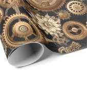 Steamgestänge und Blume Geschenkpapier (Rolleneckpunkt)