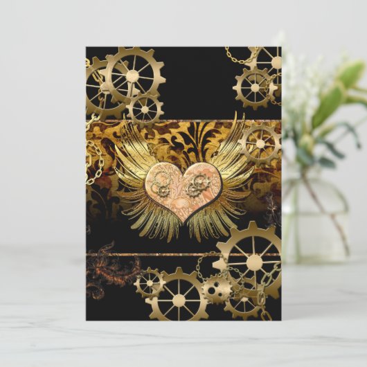 Steamherz Einladung (Stehend Vorderseite)