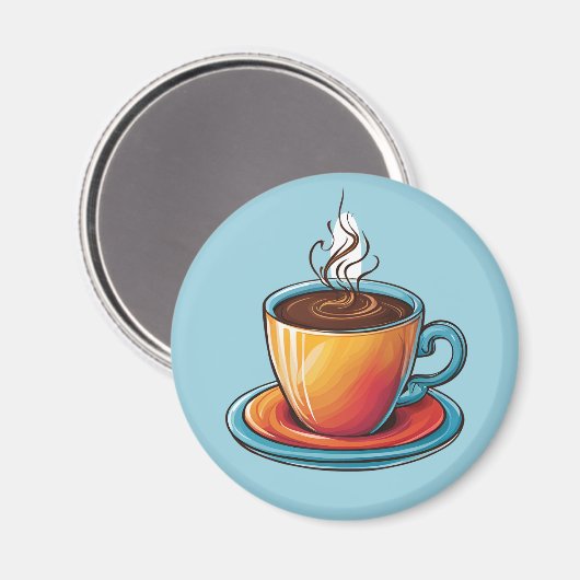 Steaming Coffee Cup Magnet (Vorderseite/Rückseite)