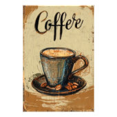 Steaming Coffee Vintage Metal Sign Fotodruck (Vorne)