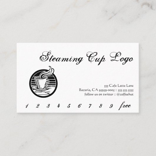 Steaming-Cup-Logo-Drink-Punch/Loyalitätskarte Treuekarte (Vorderseite)