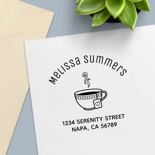 Steaming Cup of Tea Arch Address Permastempel