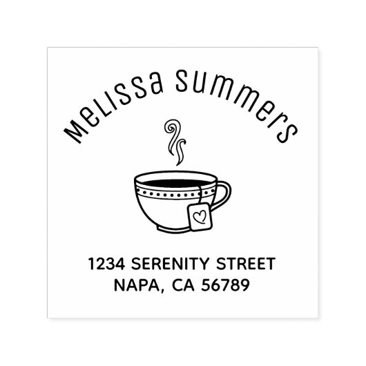 Steaming Cup of Tea Arch Address Permastempel (Design)