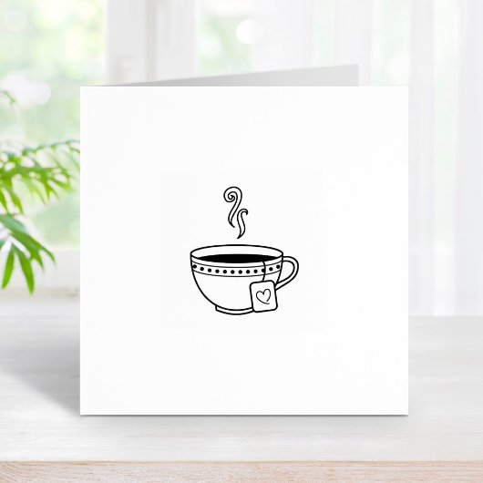 Steaming Cup of Tea Loyalty Punch Card Gummistempel