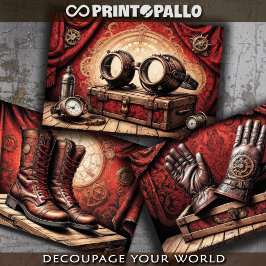 Steamkleider tryptisch: Handschuh, Brille, Stiefel Geschenkpapier Set