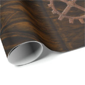 Steamkorngeere auf geometrischem Coppery-Look Geschenkpapier (Rolleneckpunkt)