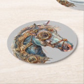 Steampferd-Untersetzer. Runder Pappuntersetzer (Angewinkelt)