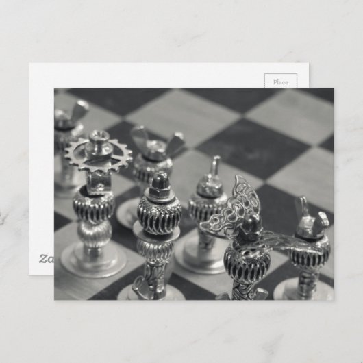 Steampfersilber-Schachpartie Postkarte (Vorne/Hinten)