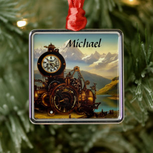 Steamphanie Time Machine in den Schweizer Alpen Pe Ornament Aus Metall