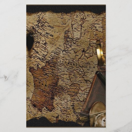 Steamphanseiten-Zubehör, Karte, Kompass Briefpapier (Vorderseite)