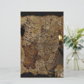 Steamphanseiten-Zubehör, Karte, Kompass Briefpapier (Stehend Vorderseite)