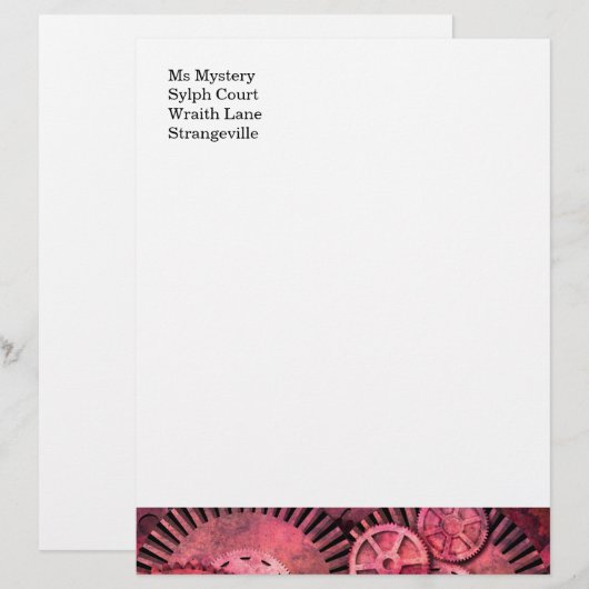 Steampink rosa Steampunk Briefbogen (Vorne/Hinten)