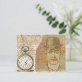 Steampman Gentleman Pocket Watch Bowler Postcard Postkarte (Stehend Vorderseite)
