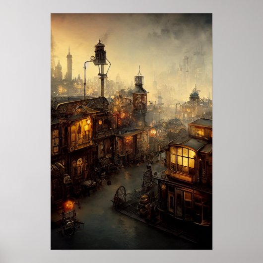 Steamposter, Aussicht vom Fenster aus Poster (Vorne)