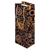 Steampton Rusty Gears Custom Monogram Block Geschenktüte Für Weinflaschen (Rückseite Schrägansicht)
