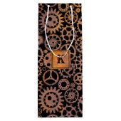 Steampton Rusty Gears Custom Monogram Block Geschenktüte Für Weinflaschen (Rückseite)