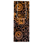 Steampton Rusty Gears Custom Monogram Block Geschenktüte Für Weinflaschen (Vorderseite)