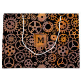 Steampton Rusty Gears Custom Monogram Block Große Geschenktüte (Vorderseite)