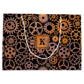 Steampton Rusty Gears Custom Monogram Block Große Geschenktüte (Rückseite)